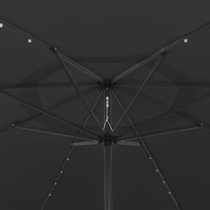 VidaXL fekete kültéri napernyő LED-fényekkel és fémrúddal 400 cm