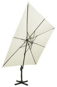 VidaXL homokszínű dupla tetejű konzolos napernyő 300 x 300 cm