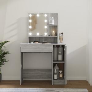 Szürke sonoma LED-es fésülködőasztal 86,5 x 35 x 136 cm