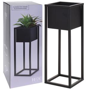 H&S Collection fekete fém virágcserép állványon 60 cm