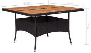VidaXL fekete polyrattan és tömör akácfa kültéri étkezőasztal