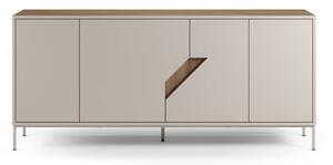 Krémszínű-natúr színű komód tölgyfa dekorral 180x80x40 cm Lilou – Marckeric