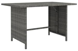 Szürke polyrattan kerti étkezőasztal 110 x 70 x 65 cm