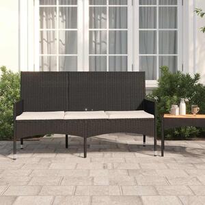 VidaXL fekete 3 személyes polyrattan kerti pad párnával