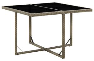 Szürke polyrattan és üveg kerti asztal 109 x 107 x 74 cm
