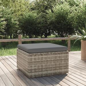 Szürke polyrattan kerti lábtartó párnával 55 x 55 x 30 cm
