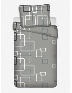 Jerry Fabrics Kockák krepp ágyneműhuzat szürke, 140 x 200 cm, 70 x 90 cm