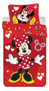 Jerry Fabrics Minnie Red heart gyerek pamut ágyneműhuzat, 140 x 200 cm, 70 x 90 cm