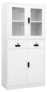 VidaXL fehér acél és edzett üveg irodai szekrény 90 x 40 x 180 cm