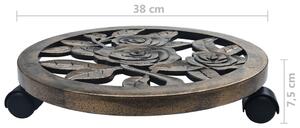 VidaXL 6 db bronzszínű gurulós műanyag virágtartó 38 cm
