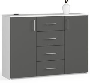 AKORD K45 Modern Komód Fehér-Grafitszürke Matt