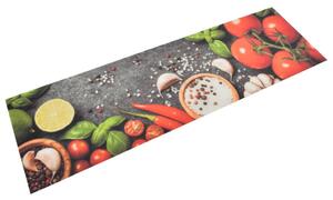 Mosható zöldségmintás bársony konyhai szőnyeg 45x150 cm