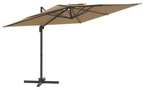 VidaXL tópszínű dupla tetős konzolos napernyő 300x300 cm