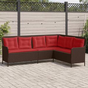 VidaXL L-alakú barna polyrattan kerti kanapé párnákkal