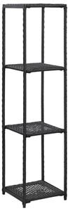 Fekete polyrattan tárolópolc 30 x 30 x 120 cm