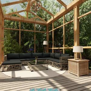 VidaXL 8-részes szürke polyrattan kerti bútorszett párnákkal