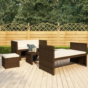VidaXL 5 részes barna polyrattan kerti ülőgarnitúra párnákkal