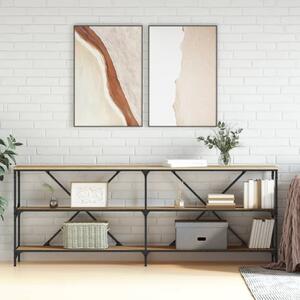 Sonoma tölgy színű szerelt fa és vas konzolasztal 200x30x75 cm