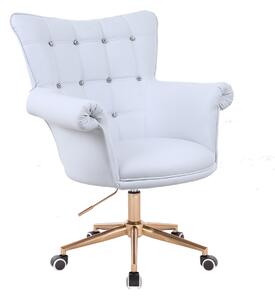 HC804CK XXL Fehér modern műbőr szék arany lábbal