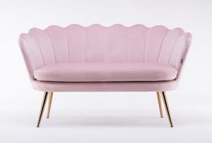 FREY Púderrózsaszín modern velúr kanapé arany lábbal
