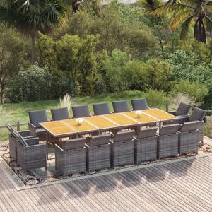 VidaXL 17 részes szürke polyrattan kerti étkezőgarnitúra párnákkal