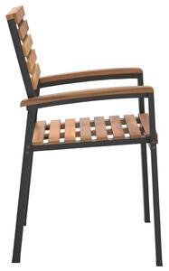 VidaXL 2 db tömör akácfa és fém rakásolható kerti szék