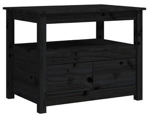 Fekete tömör fenyőfa dohányzóasztal 71 x 49 x 55 cm