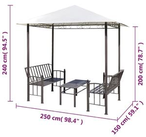 VidaXL kerti pavilon asztallal és padokkal 2,5 x 1,5 x 2,4 m