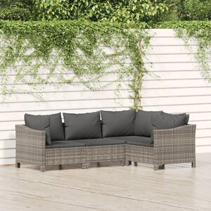 VidaXL 4 részes szürke polyrattan kerti ülőgarnitúra párnákkal