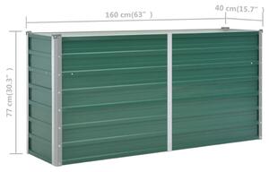 VidaXL zöld horganyzott acél kerti magaságyás 160 x 40 x 77 cm