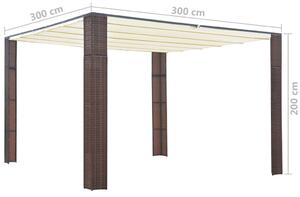 VidaXL barna és krémszínű polyrattan pavilon tetővel 300x300x200 cm