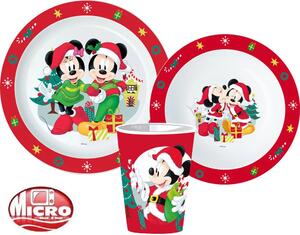 Disney Minnie, Mickey Karácsony étkészlet, micro műanyag szett