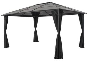 Fekete alumínium pavilon függönnyel 4 x 3 x 2,6 m