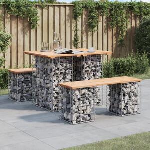 Tömör fenyőfa kerti asztal gabion mintával 100 x 70 x 72 cm
