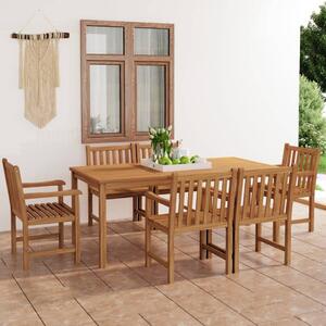 VidaXL 7 részes tömör tíkfa kerti étkezőgarnitúra 180 x 90 cm