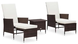 3 részes barna polyrattan kerti ülőgarnitúra párnákkal