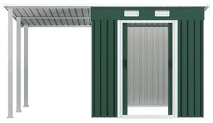 VidaXL zöld acél kerti fészer túlnyúló tetővel 346 x 193 x 181 cm