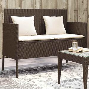 VidaXL barna polyrattan kerti pad párnákkal
