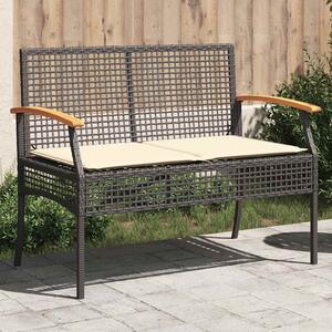 VidaXL fekete polyrattan és akácfa kerti pad párnával