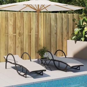 VidaXL 2 db fekete polyrattan napozóágy párnával
