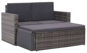 VidaXL 2 részes szürke polyrattan kerti bútorszett párnákkal