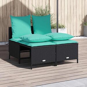 VidaXL 4 db fekete polyrattan kerti kanapégarnitúra párnákkal