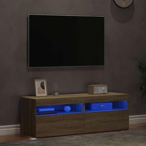 2 db sonoma tölgy színű TV-szekrény LED-lámpákkal 60x35x40 cm