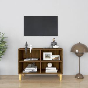 Barna tölgy TV-szekrény tömör falábakkal 69,5x30x50 cm