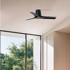 FARO BARCELONA Mennyezeti ventilátor Hey S, fekete, DC motor, csendes, Ø 90 cm, Fekete, Nappali / Étkező, Műanyag, Modern