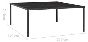 VidaXL fekete acél és üveg kerti asztal 170 x 170 x 74,5 cm