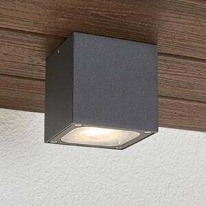 Lucande LED mennyezeti világítás Tanea, 10x10 cm, sötét szürke, IP54, Alu / szürke / cink, Alumínium, Modern