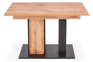 Asztal Houston 1290, Wotan tölgy, Fekete, 77x85x130cm, Hosszabbíthatóság, Laminált forgácslap