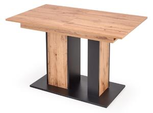 Asztal Houston 1290, Wotan tölgy, Fekete, 77x85x130cm, Hosszabbíthatóság, Laminált forgácslap