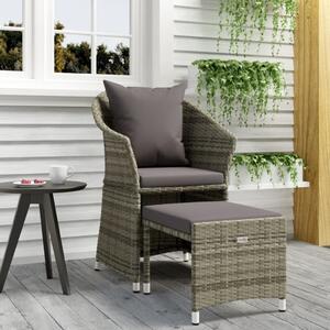 VidaXL 2 részes szürke polyrattan kerti ülőgarnitúra párnákkal